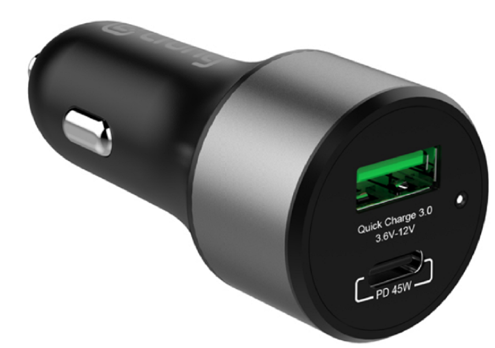 Crong Power Car Charger - Φορτιστής Αυτοκινήτου με 1 x USB QC 3.0 / 1 x Type-C - 63W - Black (CRG-PWRC-USBC63-ABK)