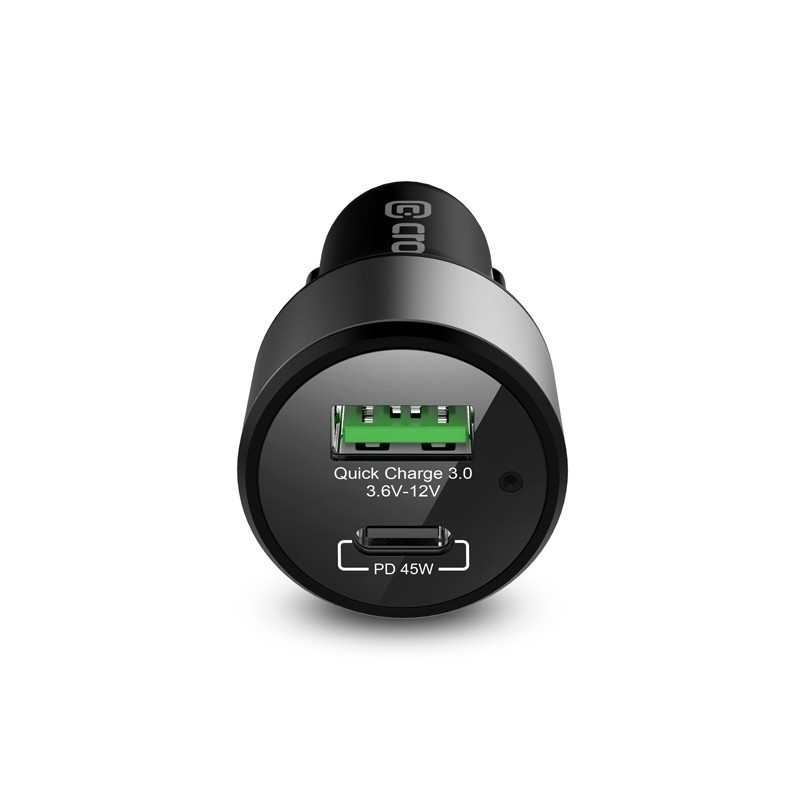 Crong Power Car Charger - Φορτιστής Αυτοκινήτου με 1 x USB QC 3.0 / 1 x Type-C - 63W - Black (CRG-PWRC-USBC63-ABK)