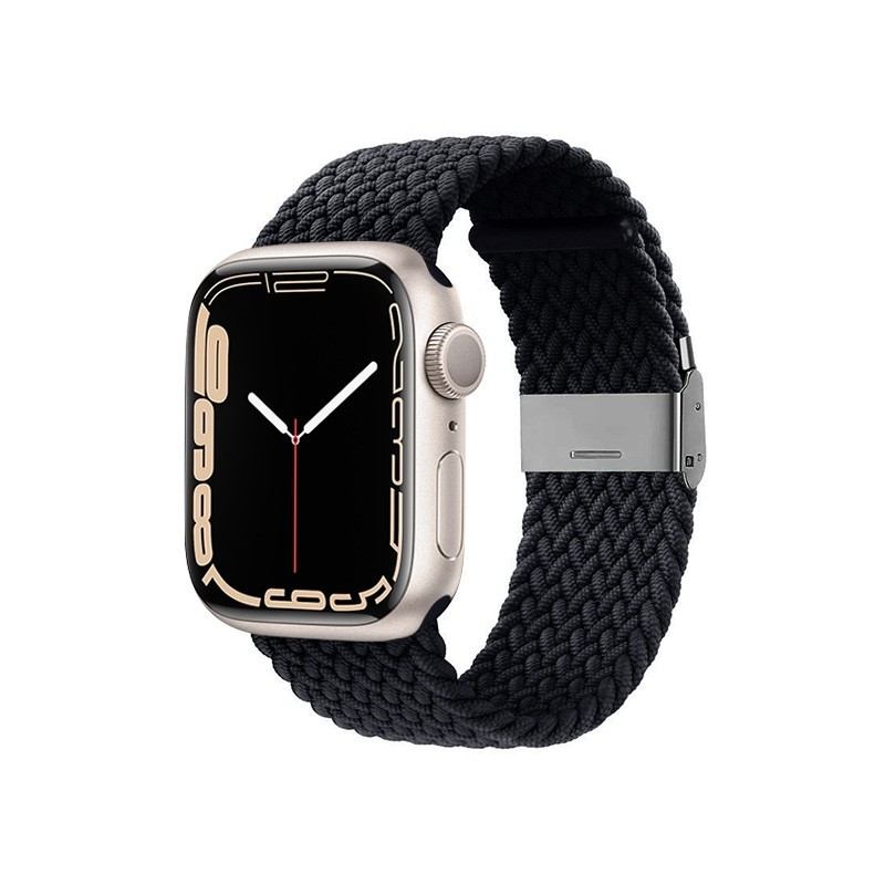 Crong Wave Band - Premium Υφασμάτινο Πλεκτό Λουράκι Apple Watch SE/7/6/5/4/3 (41/40/38mm) - Graphite (CRG-40WAV-CRL)