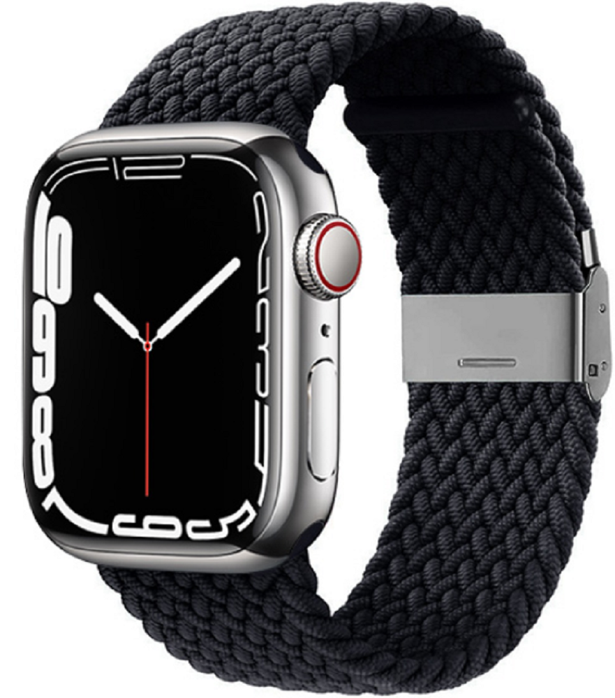 Crong Wave Band - Premium Υφασμάτινο Πλεκτό Λουράκι Apple Watch SE/7/6/5/4/3 (41/40/38mm) - Graphite (CRG-40WAV-CRL)