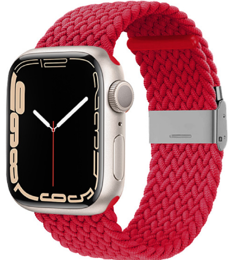 Crong Wave Band - Premium Υφασμάτινο Πλεκτό Λουράκι Apple Watch SE/7/6/5/4/3 (41/40/38mm) - Red (CRG-40WAV-RED)