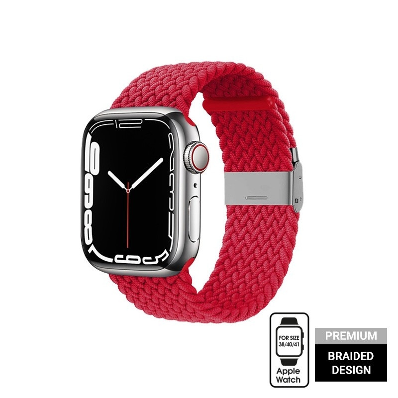 Crong Wave Band - Premium Υφασμάτινο Πλεκτό Λουράκι Apple Watch SE/7/6/5/4/3 (41/40/38mm) - Red (CRG-40WAV-RED)