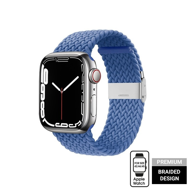 Crong Wave Band - Premium Υφασμάτινο Πλεκτό Λουράκι Apple Watch SE/7/6/5/4/3 (45/44/42mm) - Blue (CRG-44WAV-BLU)