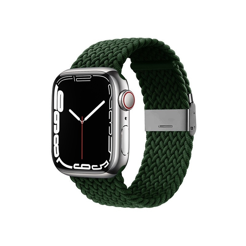 Crong Wave Band - Premium Υφασμάτινο Πλεκτό Λουράκι Apple Watch SE/7/6/5/4/3 (45/44/42mm) - Green (CRG-44WAV-GRN)