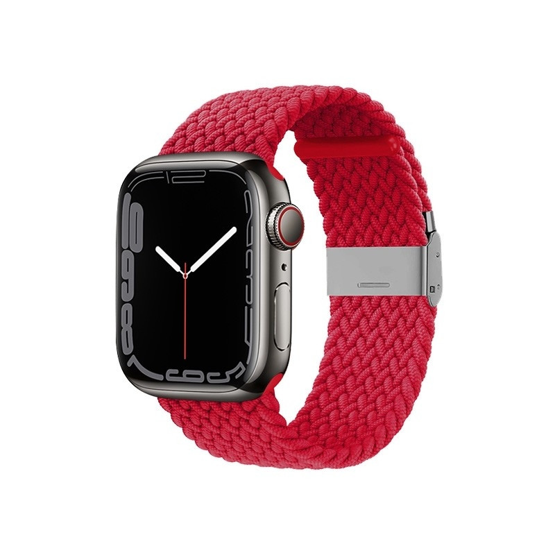 Crong Wave Band - Premium Υφασμάτινο Πλεκτό Λουράκι Apple Watch SE/7/6/5/4/3 (45/44/42mm) - Red (CRG-44WAV-RED)