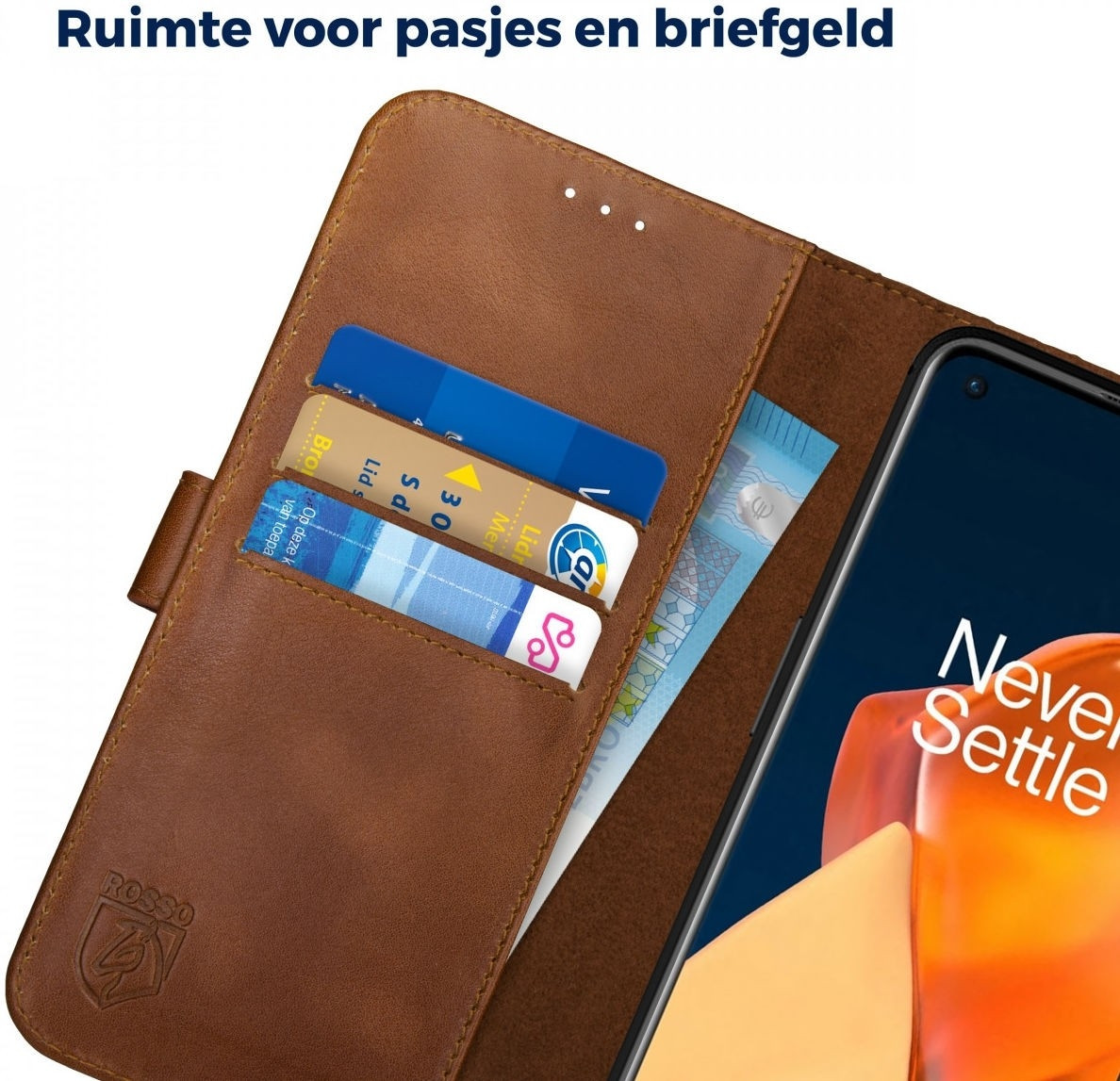 Rosso Deluxe Δερμάτινη Θήκη Πορτοφόλι OnePlus 9 - Brown (8719246296338