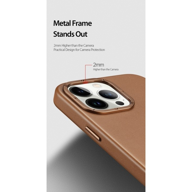 Duxducis Grit Elegant PU Leather - Σκληρή Θήκη MagSafe Apple iPhone 14 Pro Max - Brown (6934913035016)