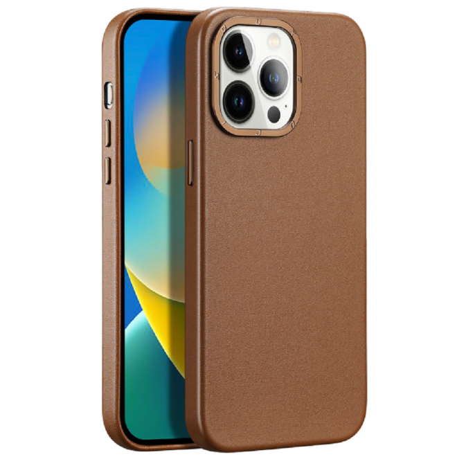 Duxducis Grit Elegant PU Leather - Σκληρή Θήκη MagSafe Apple iPhone 14 Pro Max - Brown (6934913035016)