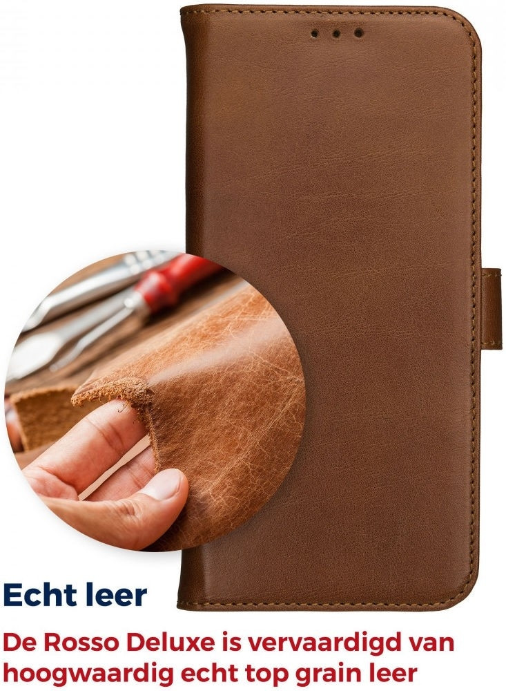 Rosso Deluxe Δερμάτινη Θήκη Πορτοφόλι OnePlus 9 - Brown (8719246296338