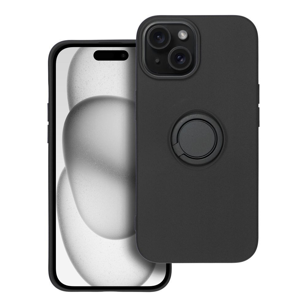 OEM Θήκη Σιλικόνης Ring Case για iPhone 15 - Μαύρο (200-110-623)