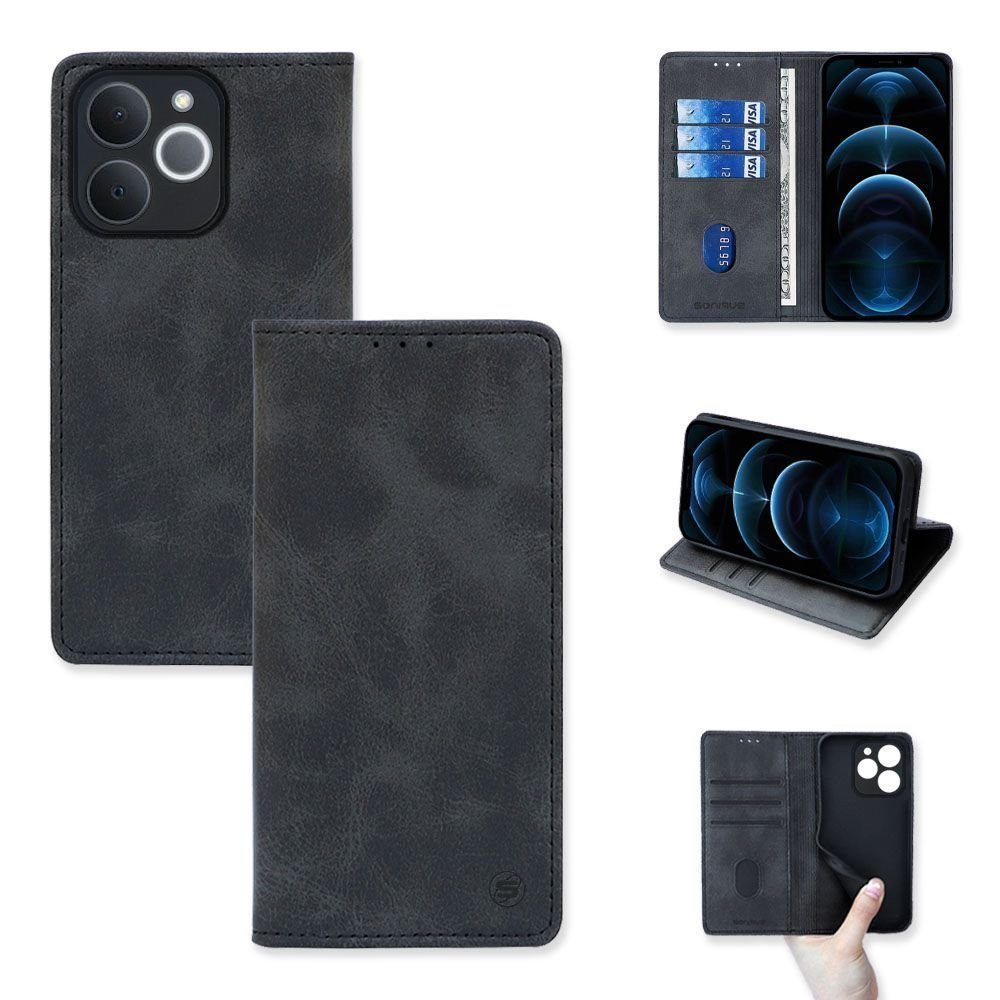 Θήκη Πορτοφόλι Vintage Magnet Wallet Sonique Realme Note 70T 4G Μαύρο