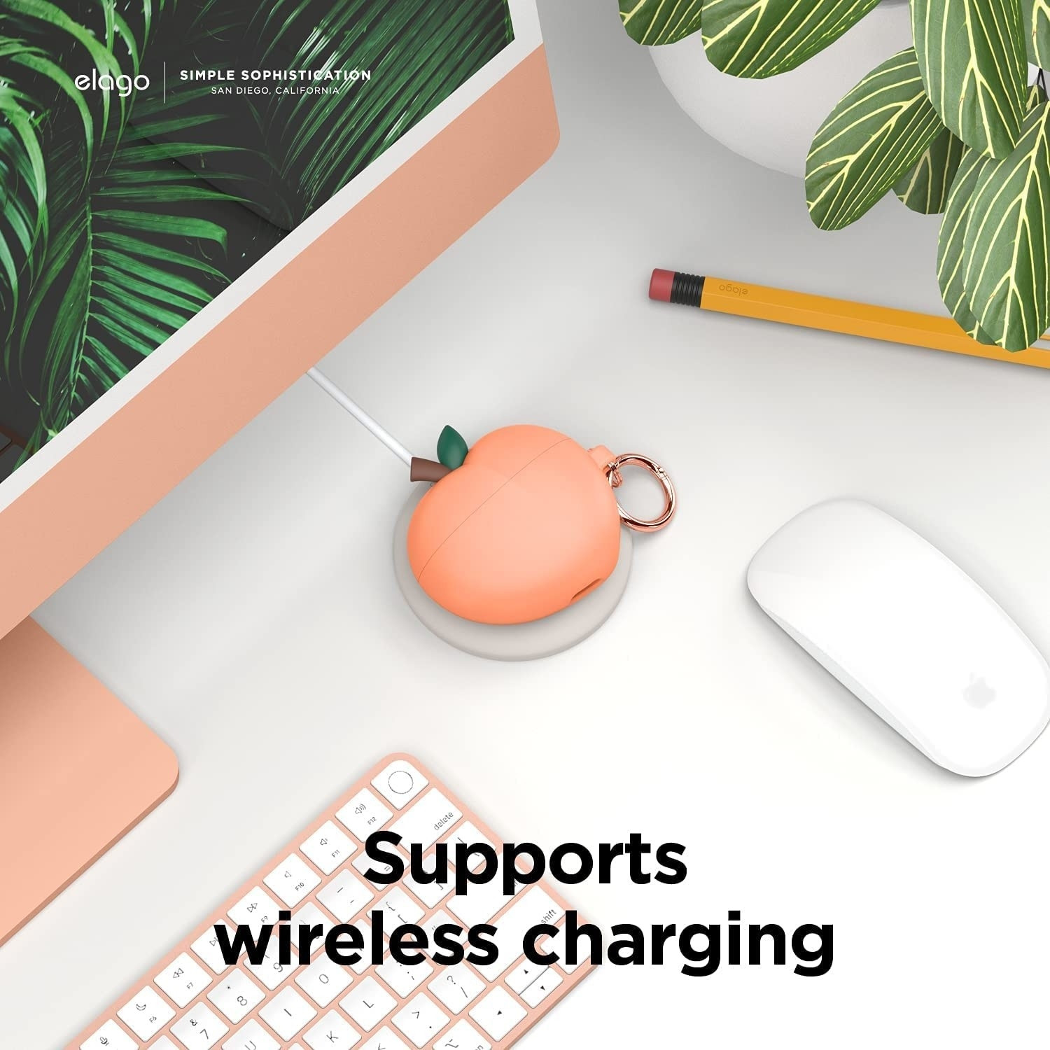 Elago AirPods Peach Hang Case - Θήκη Σιλικόνης για AirPods 3rd Gen - Peach (EAP3-PEACH-PE)