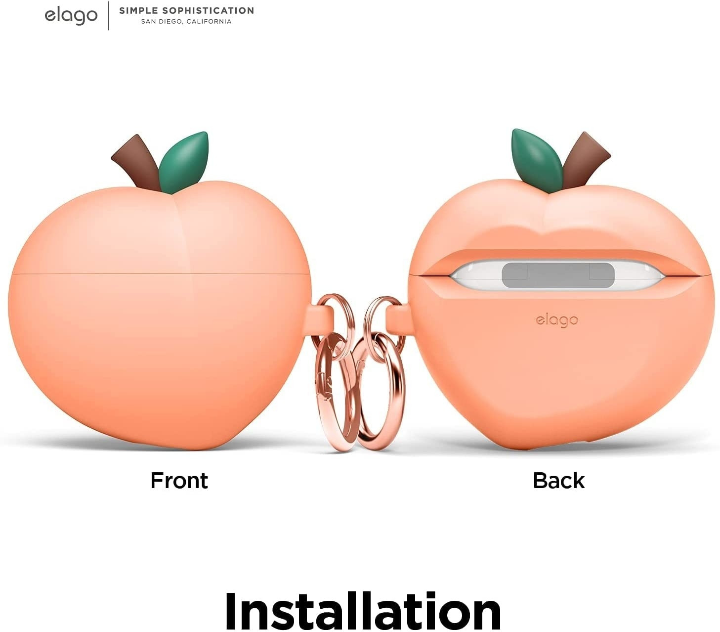 Elago AirPods Peach Hang Case - Θήκη Σιλικόνης για AirPods 3rd Gen - Peach (EAP3-PEACH-PE)
