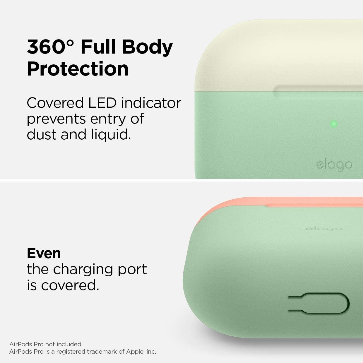 Elago AirPods Pro DUO Case - Θήκη Με Διπλό Καπάκι AirPods Pro - Pastel Green / White / Peach (EAPPDO-PGR-CWHPE)