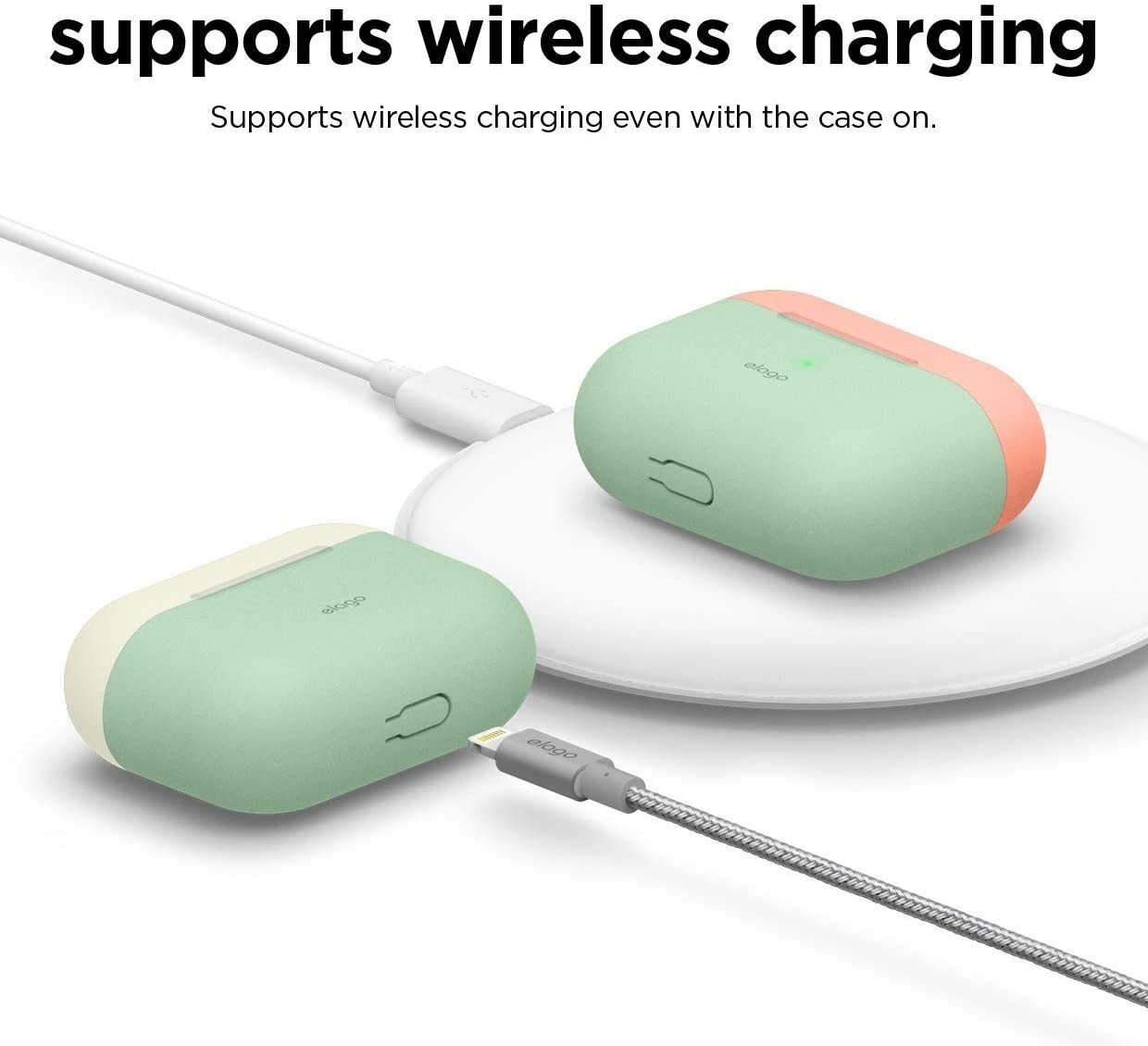 Elago AirPods Pro DUO Case - Θήκη Με Διπλό Καπάκι AirPods Pro - Pastel Green / White / Peach (EAPPDO-PGR-CWHPE)