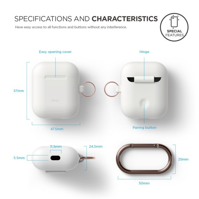 Elago Hang Case - Θήκη Σιλικόνης για AirPods 2nd Gen / 1st Gen - White (EAPSC-HANG-WH)