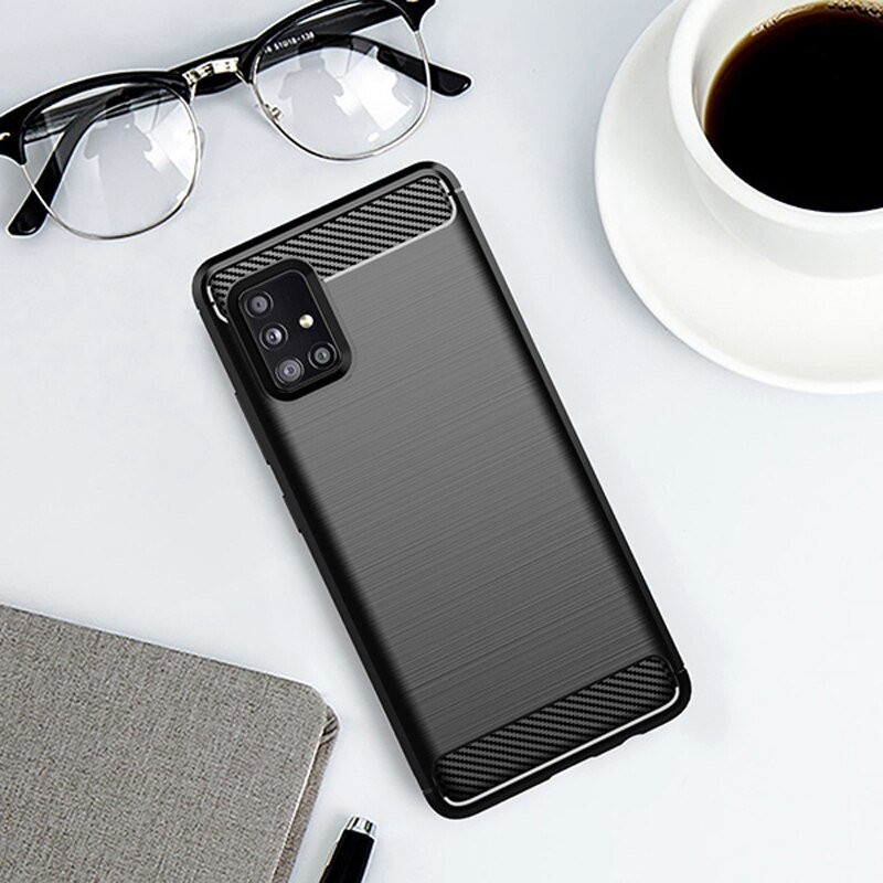 OEM Θήκη Σιλικόνης Carbon Fibre για Samsung Galaxy A31 - Black