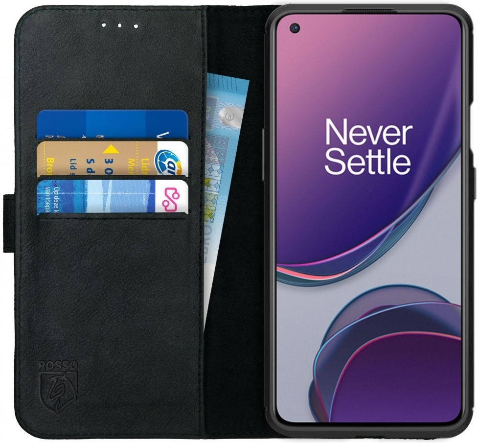 Rosso Deluxe Δερμάτινη Θήκη Πορτοφόλι OnePlus 8T - Black (8719246278594)