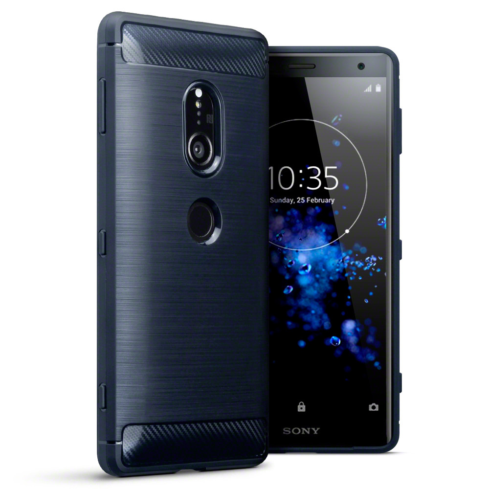 Terrapin Θήκη Σιλικόνης Carbon Fibre Design Sony Xperia XZ2 - Dark Blue 