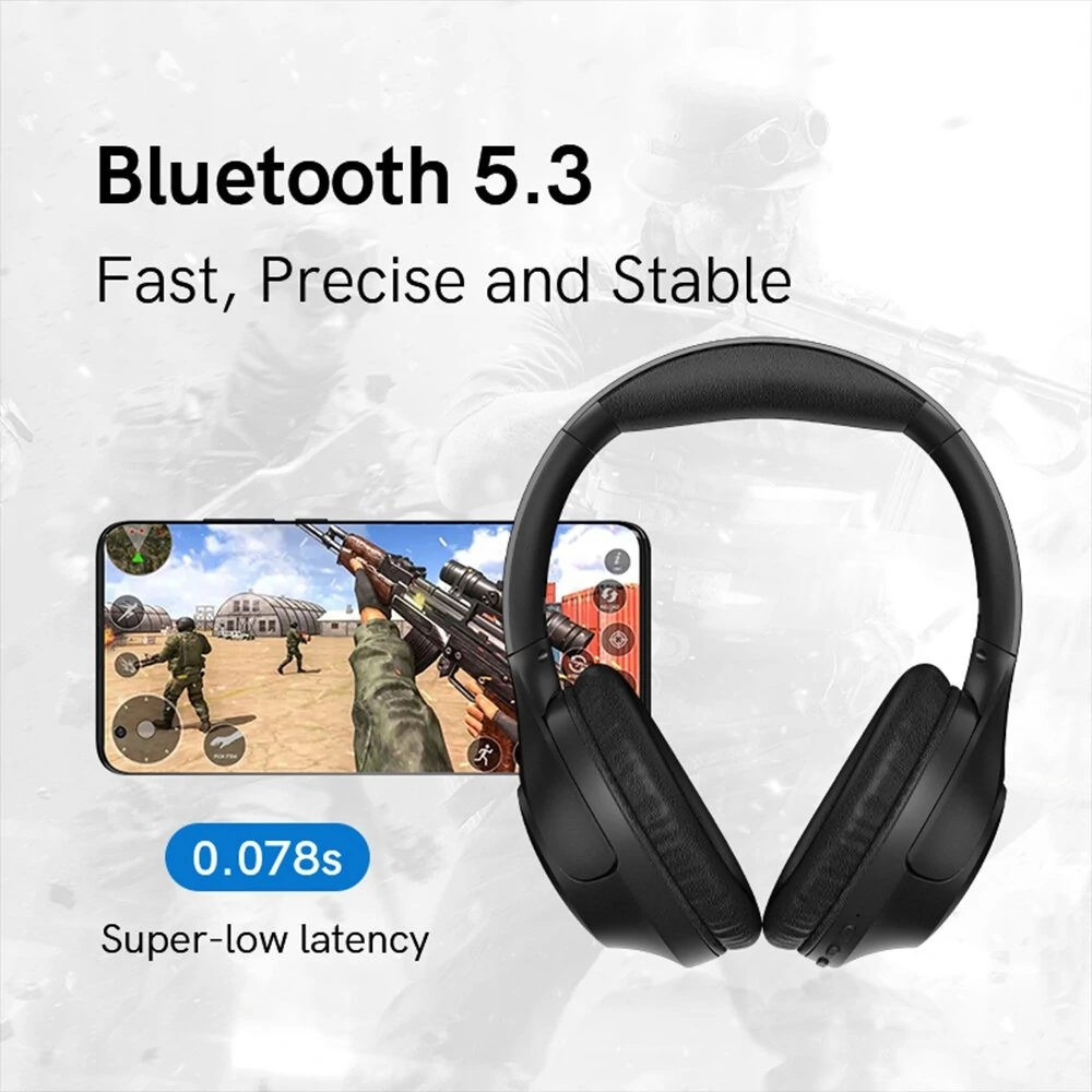 QCY H2 Headset Black V5.3 Bluetooth ENC Call Noise Cancelling Headphones 20Hz-20kHz 400mAh 60h (2.40.01.01.035)