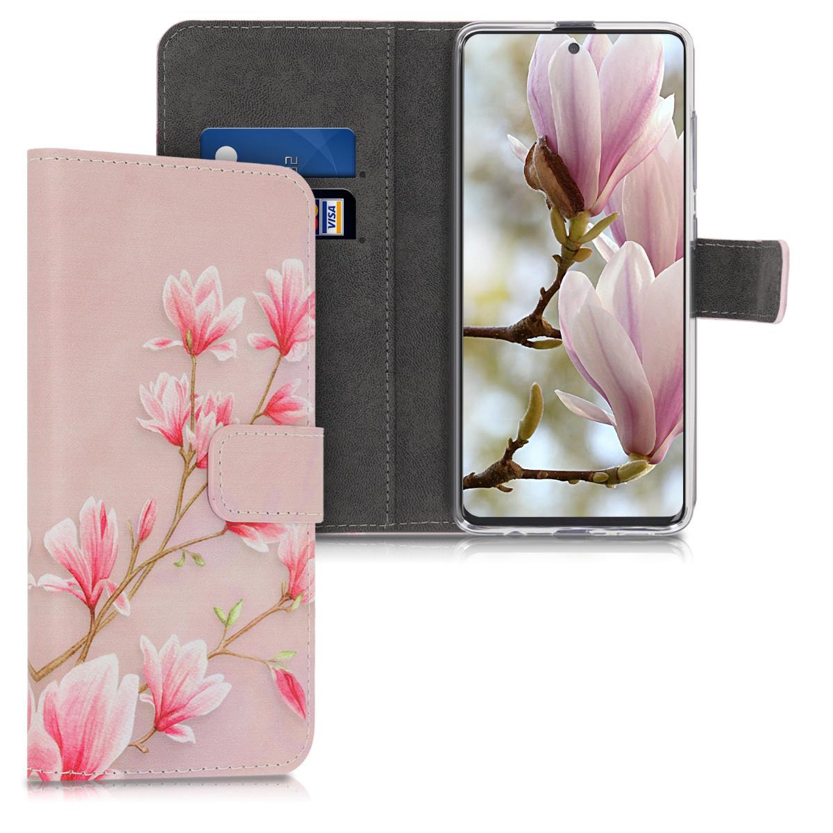 KWmobile Θήκη - Πορτοφόλι Samsung Galaxy A51 - Magnolias Light Pink / White / Dusty Pink (51193.07)