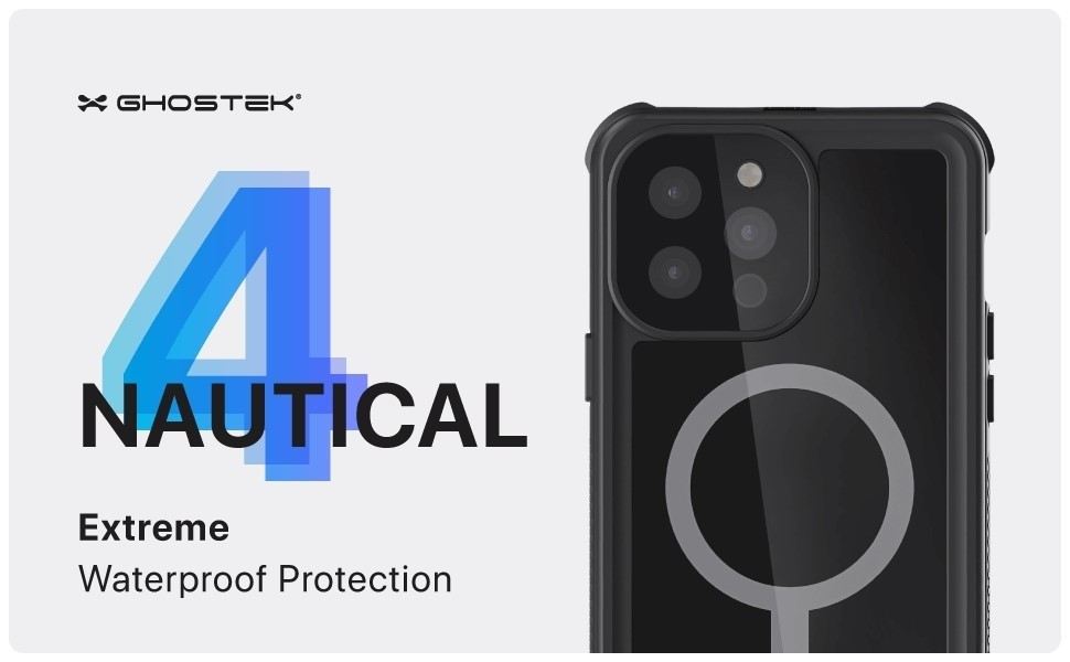 Ghostek Nautical 4 - Ανθεκτική Αδιάβροχη Θήκη MagSafe με Περιστρεφόμενο Κλιπ Ζώνης - Apple iPhone 13 Pro - Black (GHOCAS2879)