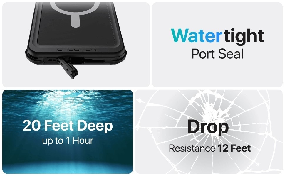 Ghostek Nautical 4 - Ανθεκτική Αδιάβροχη Θήκη MagSafe με Περιστρεφόμενο Κλιπ Ζώνης - Apple iPhone 13 Pro - Black (GHOCAS2879)
