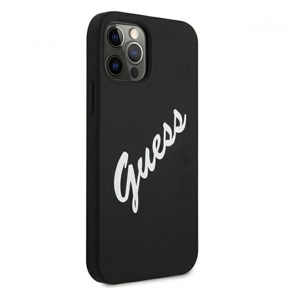 Guess “Vintage Script Logo Collection” Σκληρή Θήκη προστασίας από σιλικόνη – iPhone 12 / 12 Pro (Μαύρο/Λευκό)
