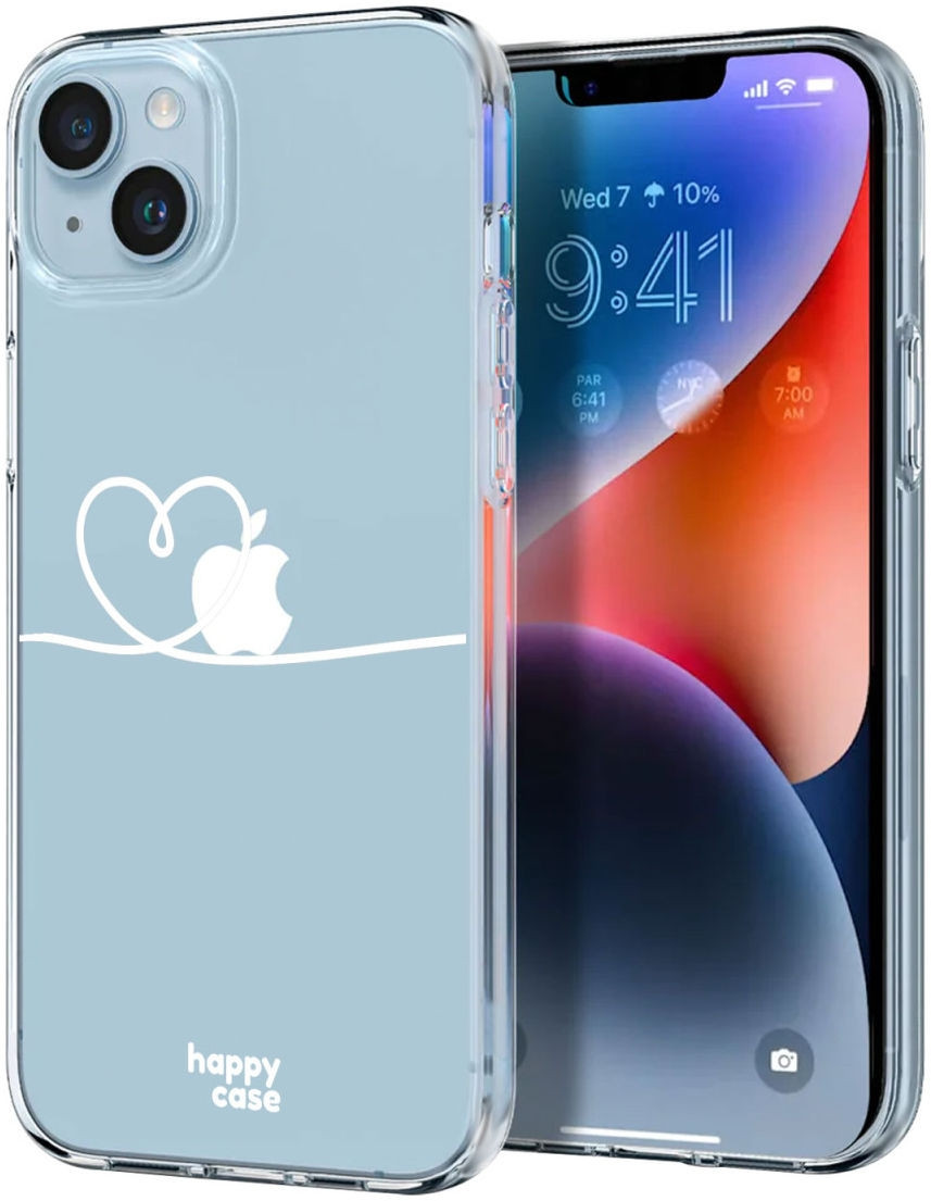 HappyCase - Διάφανη Θήκη Σιλικόνης - Apple iPhone 14 - Heart Print (8719246373169)
