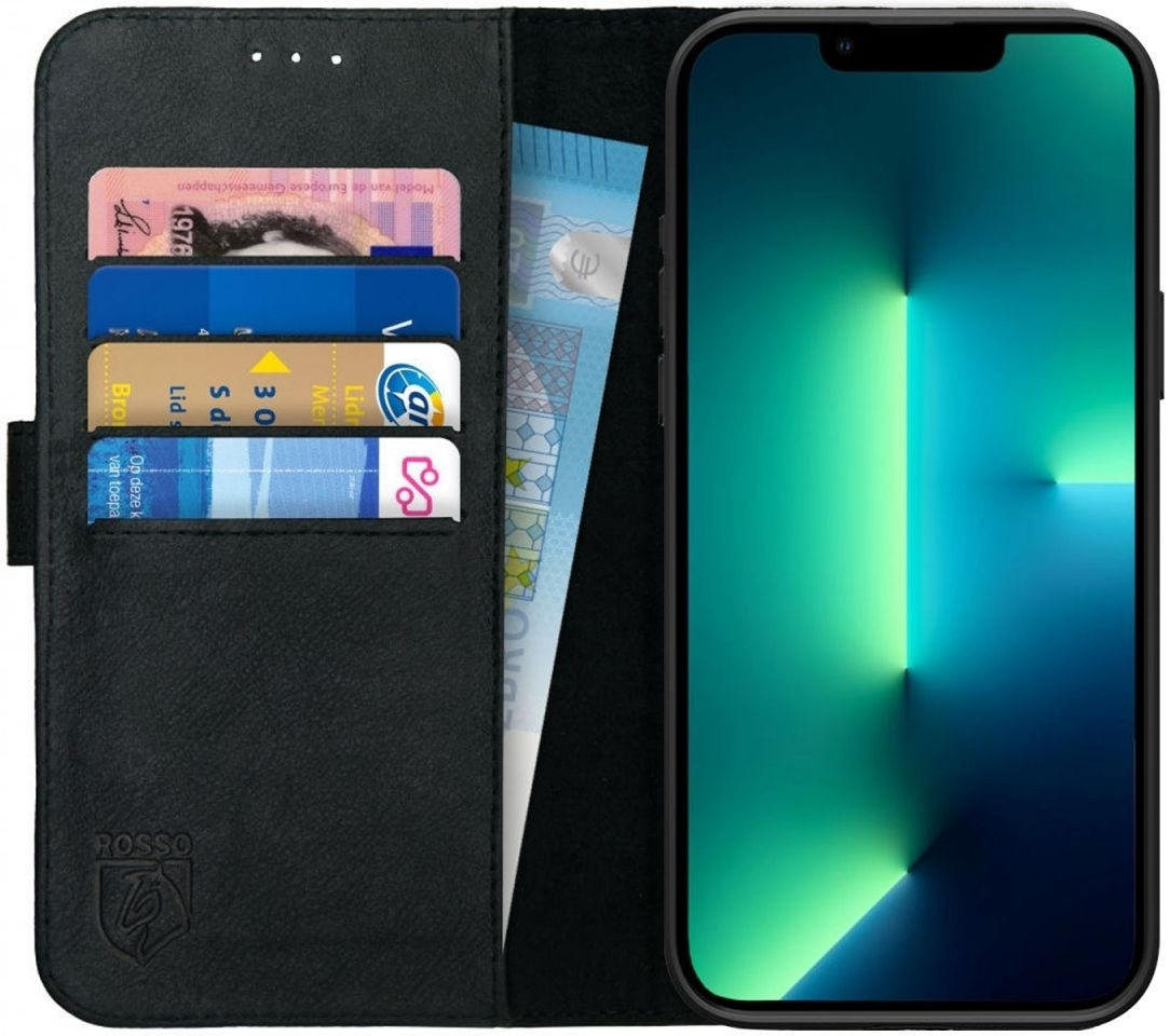 Rosso Deluxe Δερμάτινη Θήκη Πορτοφόλι Apple iPhone 13 Pro Max - Black (8719246320002)