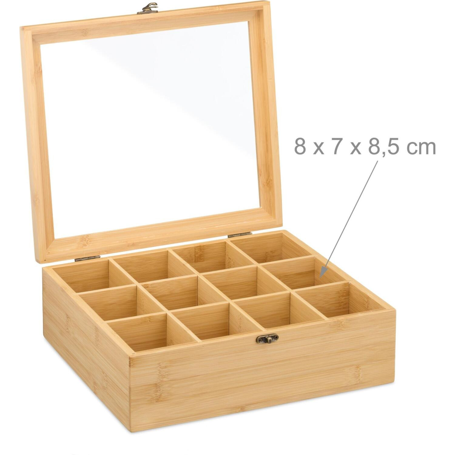 Κουτί για Τσάι Relaxdays Bamboo Tea Box Αποθήκευσης από Μπαμπού 12 Θέσεων 11 x 32 x 28 cm - Natural (10050588)