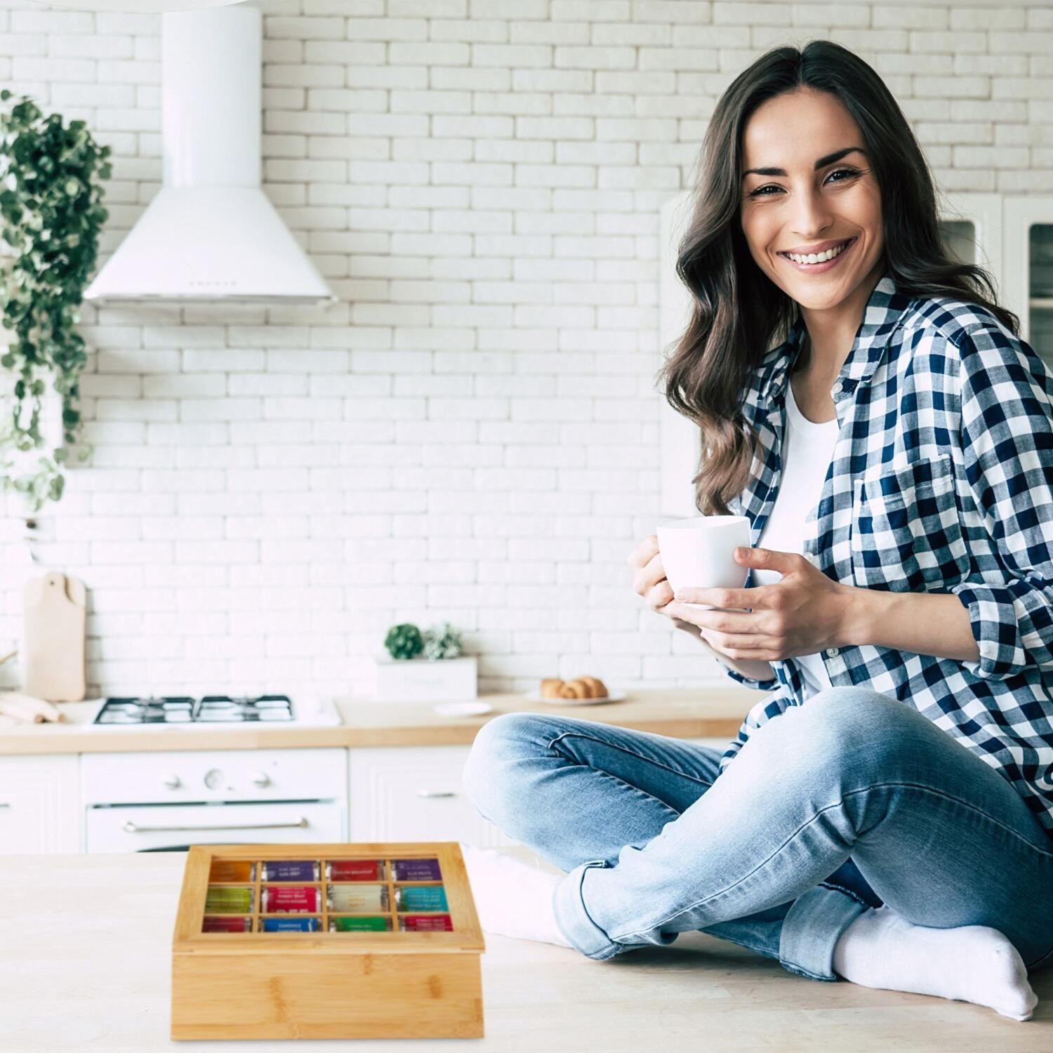 Κουτί για Τσάι Relaxdays Bamboo Tea Box Αποθήκευσης από Μπαμπού 12 Θέσεων 9 x 28 x 23 cm - Natural (10032112)