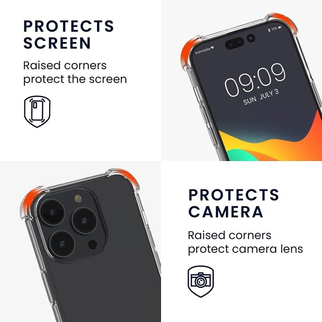 KWmobile Διάφανη Θήκη Σιλικόνης με Λουράκι Λαιμού - Apple iPhone 14 Pro - Transparent / Gold (59110.21)