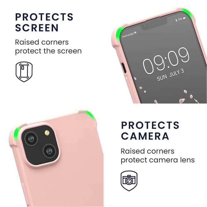 KWmobile Matte Θήκη Σιλικόνης με Λουράκι Λαιμού Apple iPhone 14 - Mother Of Pearl (59116.154)