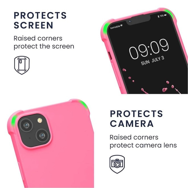 KWmobile Matte Θήκη Σιλικόνης με Λουράκι Λαιμού Apple iPhone 14 Plus - Neon Pink (59117.77)