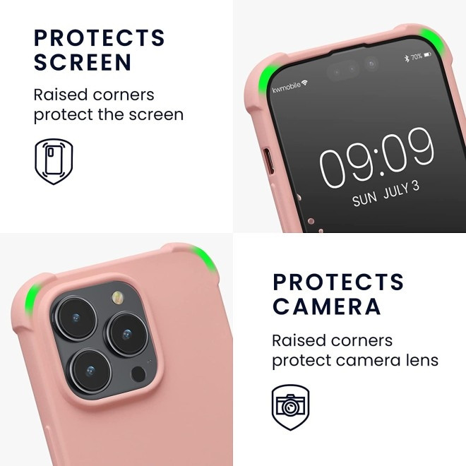 KWmobile Matte Θήκη Σιλικόνης με Λουράκι Λαιμού Apple iPhone 14 Pro - Mother Of Pearl (59118.154)