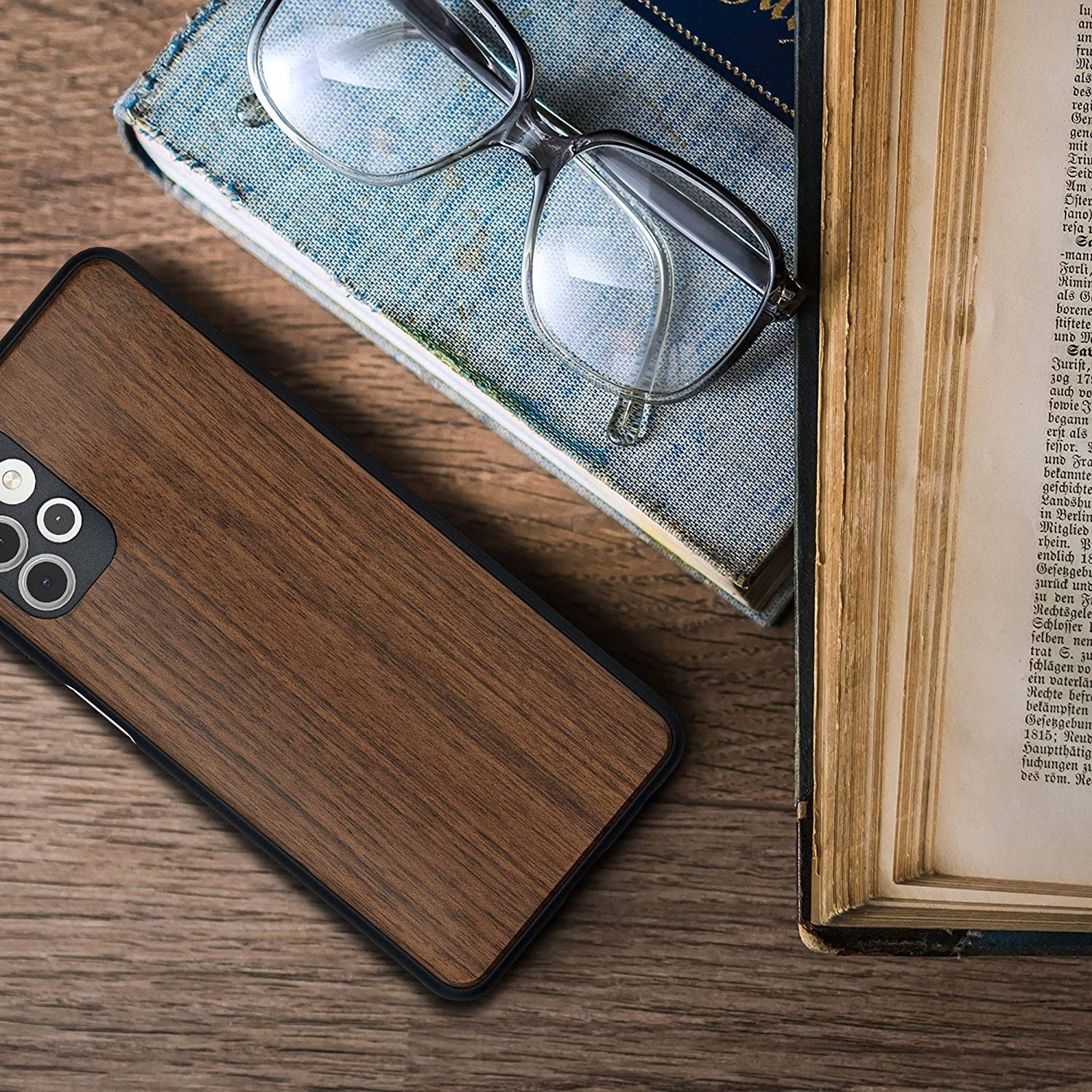 KWmobile Σκληρή Ξύλινη Θήκη με TPU Bumper Samsung Galaxy A32 5G - Walnut / Dark Brown