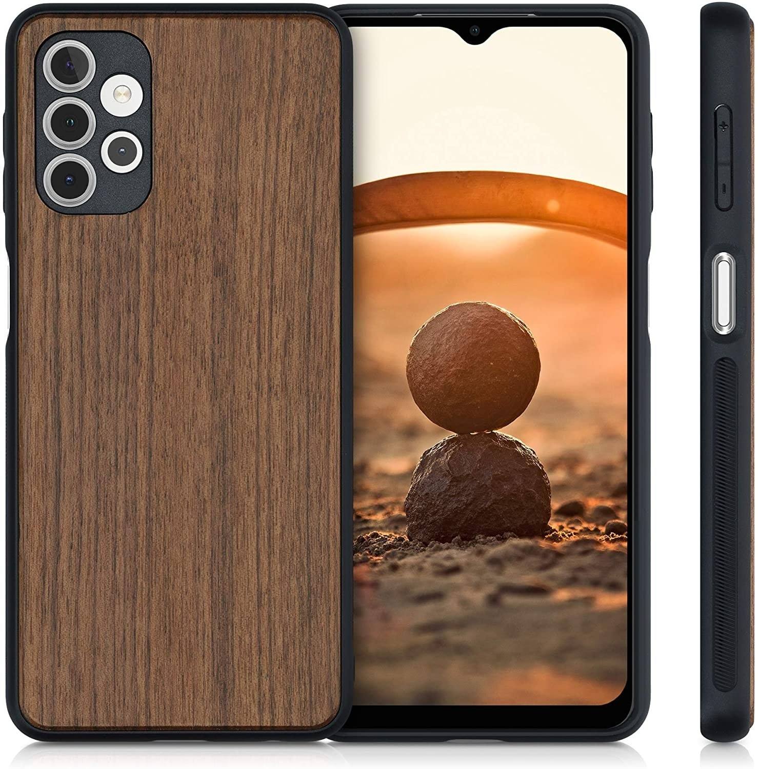 KWmobile Σκληρή Ξύλινη Θήκη με TPU Bumper Samsung Galaxy A32 5G - Walnut / Dark Brown