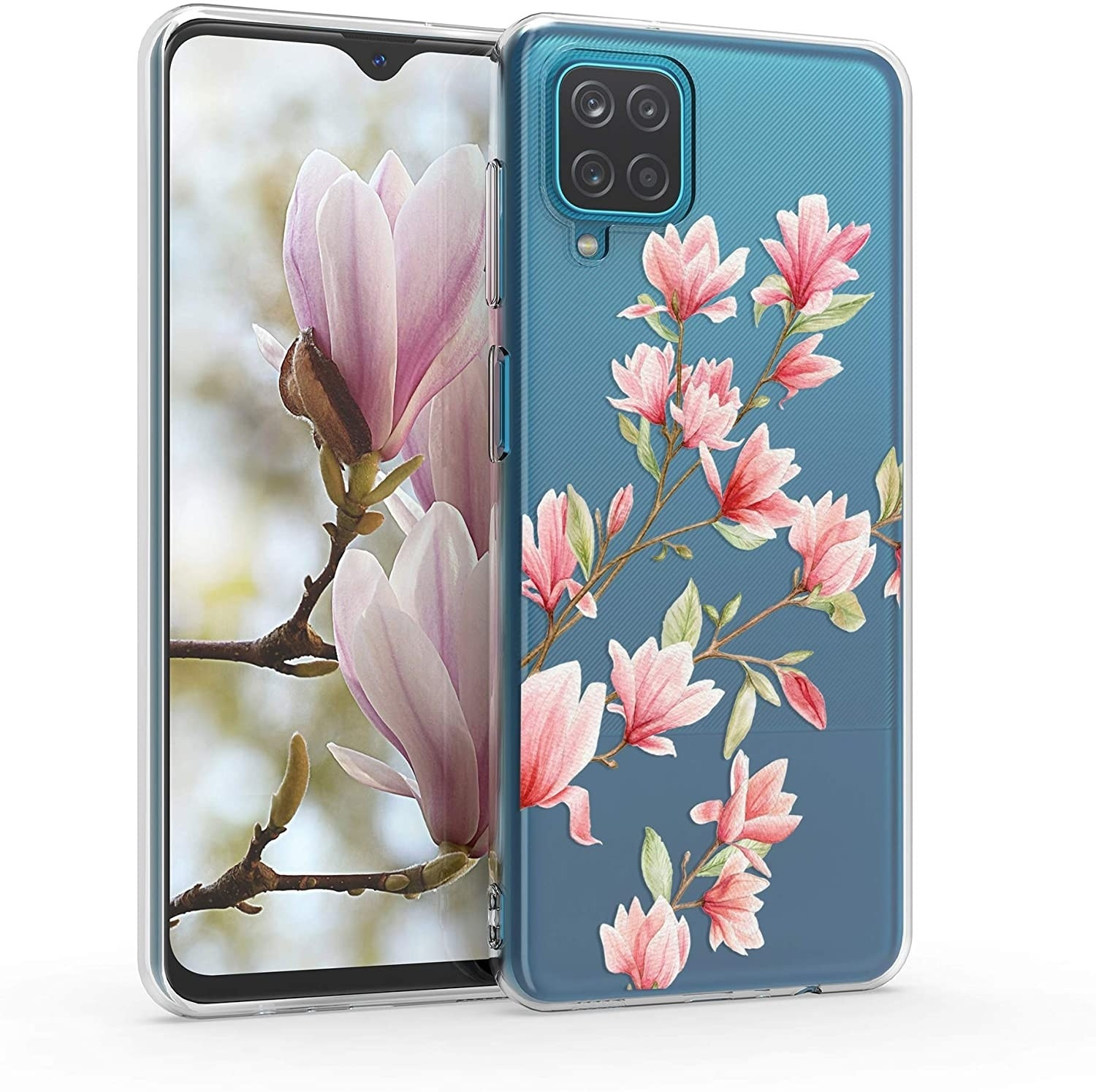 KWmobile Θήκη Σιλικόνης Samsung Galaxy A12 - Magnolias / Light Pink / White / Transparent
