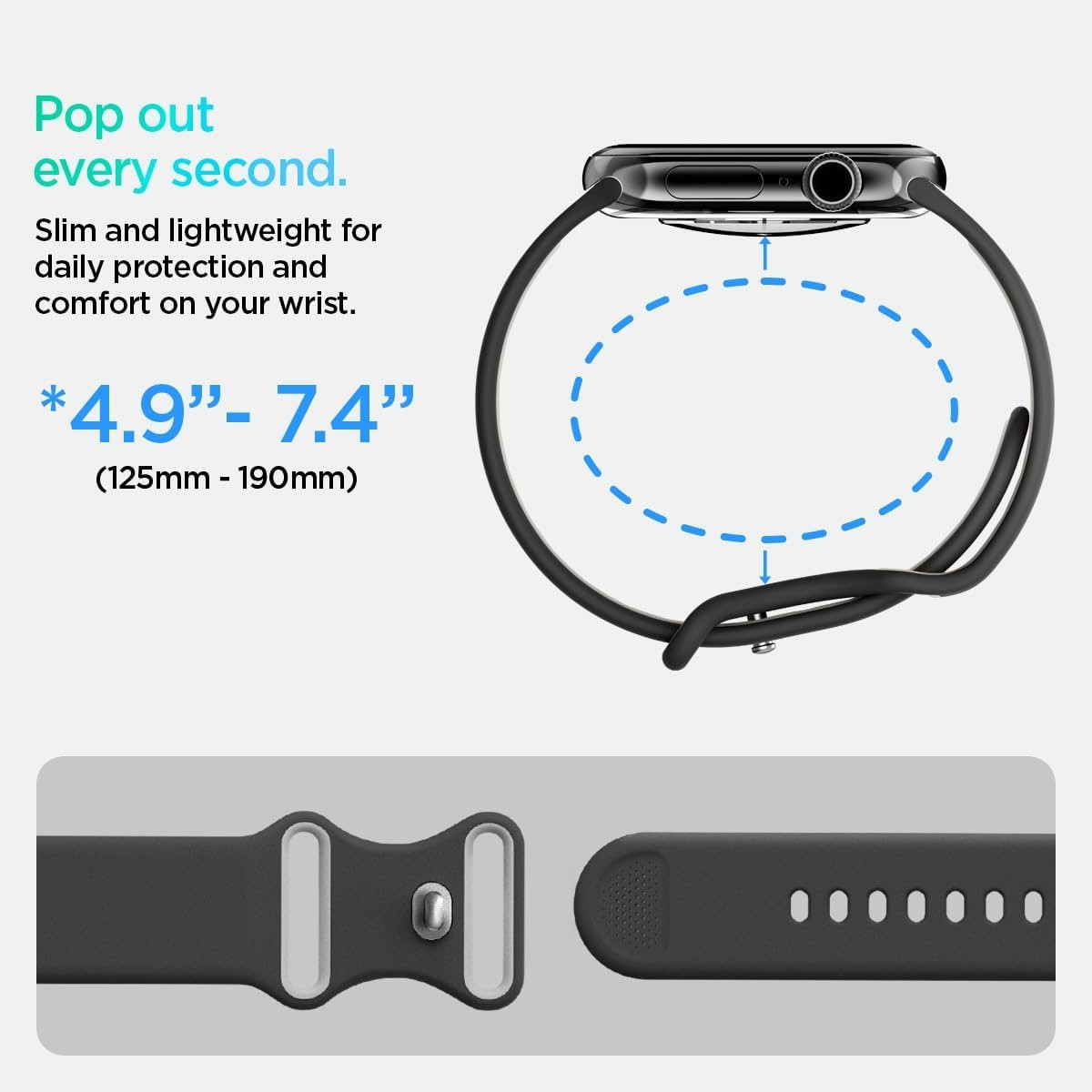 Λουράκι Apple Watch SE/10/9/8/7/6/5/4 (42/41/40mm) Spigen Nano Pop από Premium Σιλικόνη - Black Sesame (AMP09324)