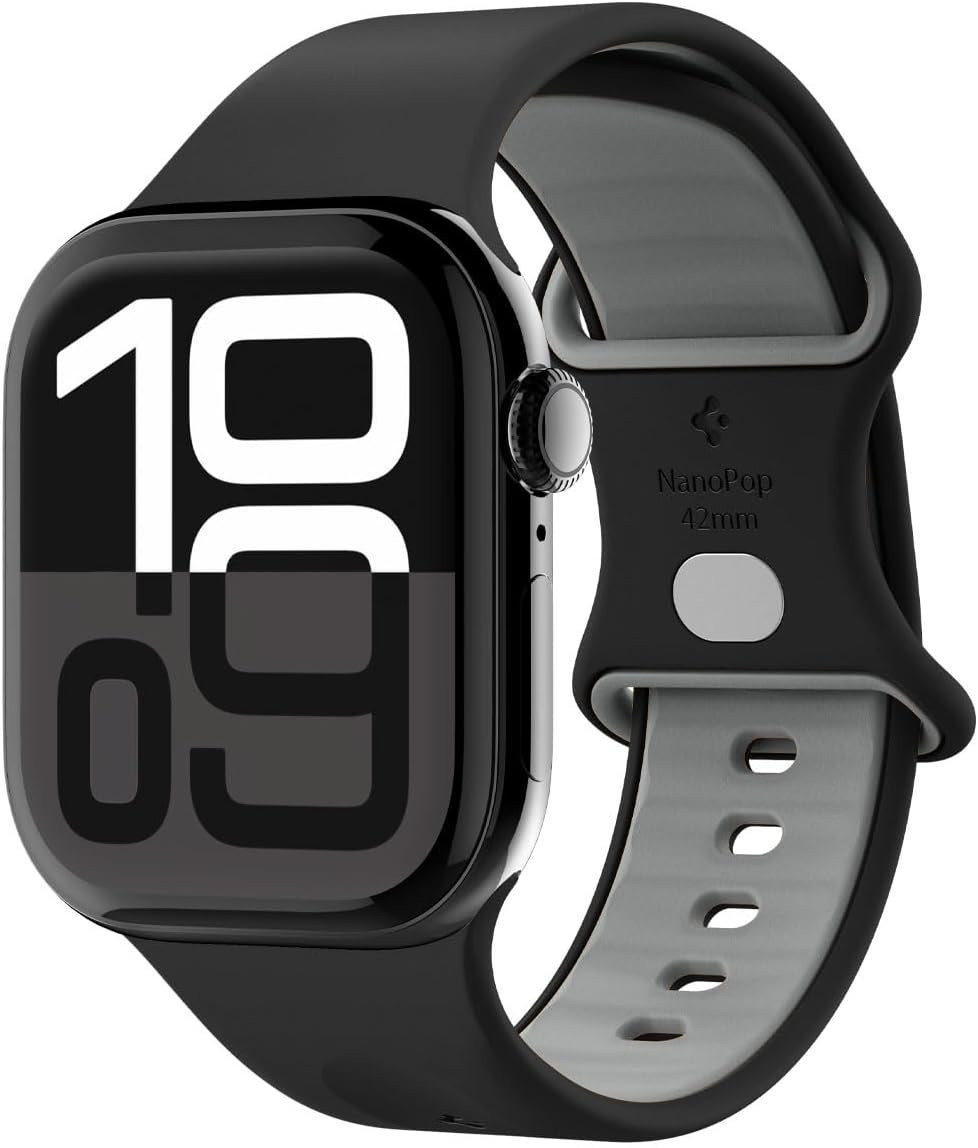 Λουράκι Apple Watch SE/10/9/8/7/6/5/4 (42/41/40mm) Spigen Nano Pop από Premium Σιλικόνη - Black Sesame (AMP09324)