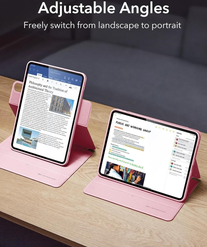 Μαγνητική Θήκη με Υποδοχή Apple Pencil - Apple iPad Air 13" 2024 - ESR Rebound Hybrid 360 - Pink (4894240193891) 