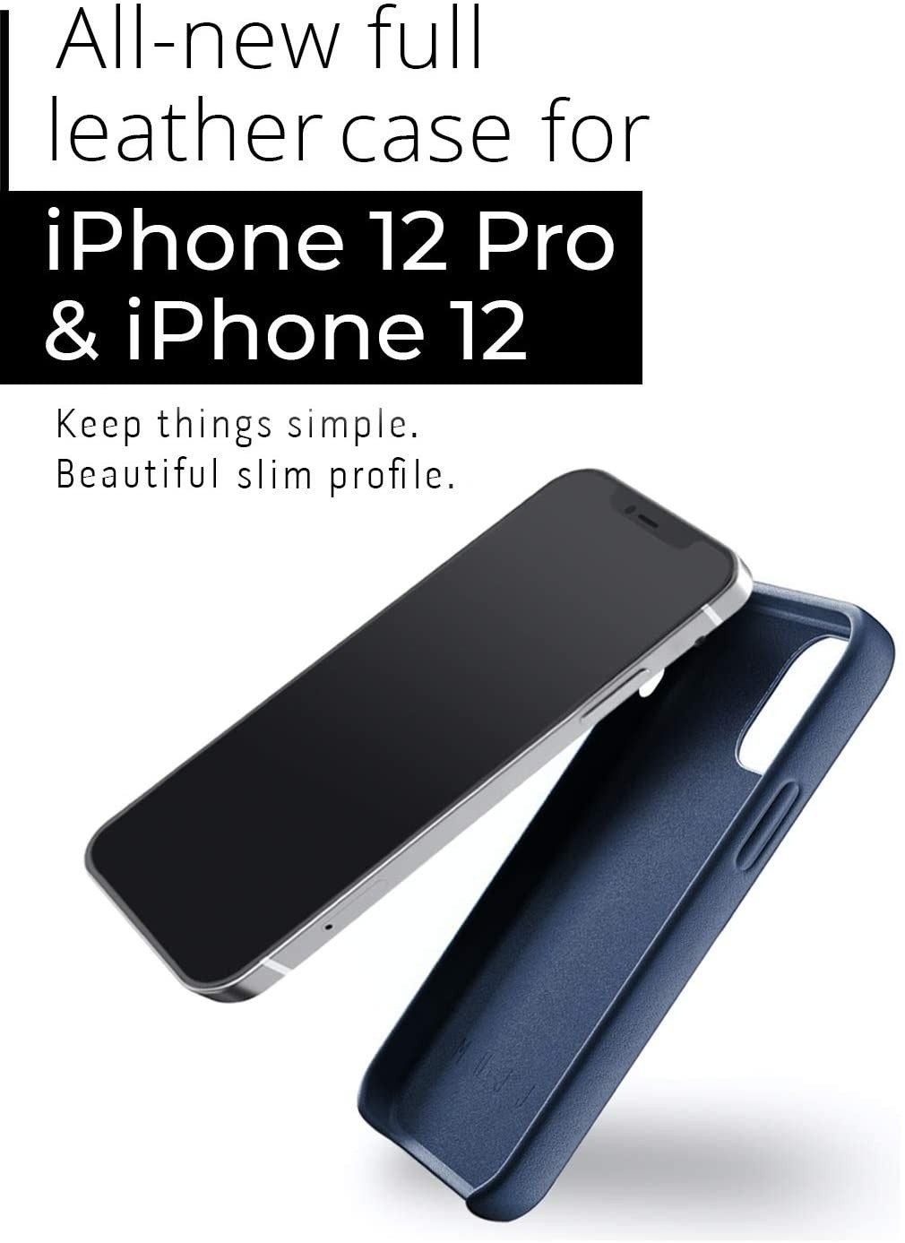 MUJJO Full Leather Case - Δερμάτινη Θήκη Apple iPhone 12 / 12 Pro - Monaco Blue (MUJJO-CL-007-BL)