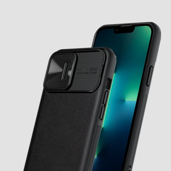 Nillkin CamShield Leather Case - Δερμάτινη Θήκη με Κάλυμμα για την Κάμερα - Apple iPhone 13 Pro Max - Black (6902048237346)