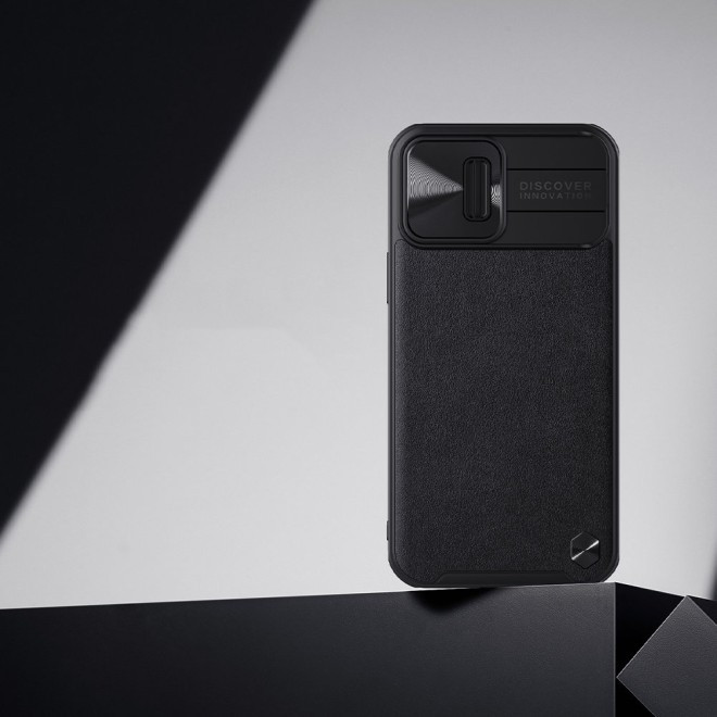 Nillkin CamShield Leather Case - Δερμάτινη Θήκη με Κάλυμμα για την Κάμερα - Apple iPhone 13 Pro Max - Black (6902048237346)