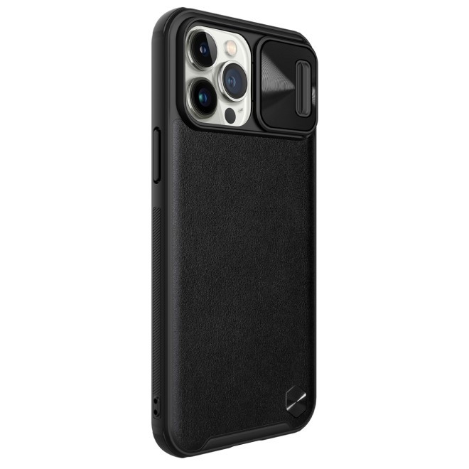 Nillkin CamShield Leather Case - Δερμάτινη Θήκη με Κάλυμμα για την Κάμερα - Apple iPhone 13 Pro Max - Black (6902048237346)
