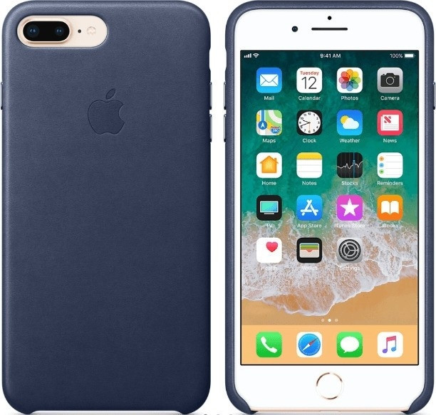 Official Apple Leather Case - Δερμάτινη Θήκη Apple iPhone 8 Plus / 7 Plus - Midnight Blue (MMYG2ZM/A)