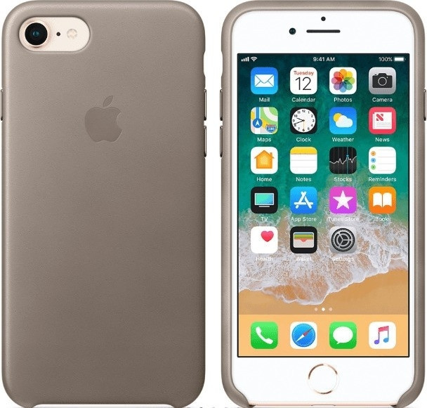 Official Apple Leather Case - Δερμάτινη Θήκη Apple iPhone SE 2020 / 8 / 7 - Taupe (MQH62ZM/A)