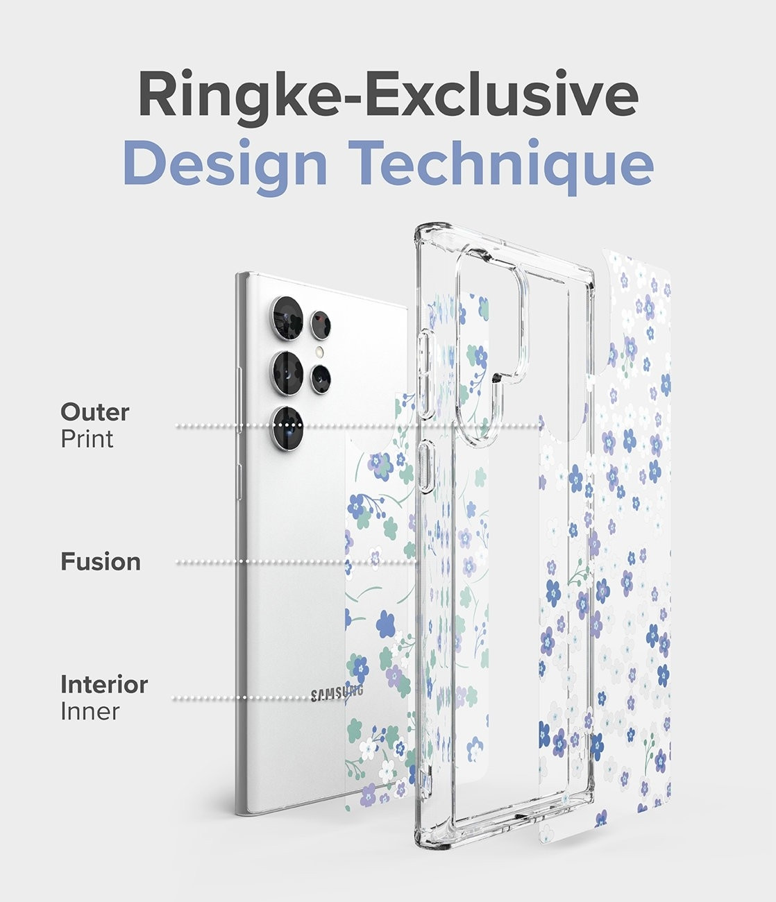 Ringke Fusion Design Armored - Ανθεκτική Σκληρή Θήκη με TPU Bumper - Samsung Galaxy S22 Ultra 5G - Wild Flowers (8809848204685)