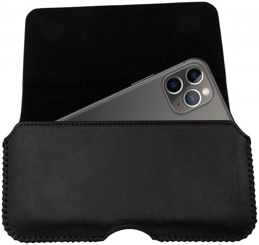 Rosso Deluxe Belt Case - Universal Δερμάτινη Θήκη Ζώνης για Smartphones / Κινητά - 16 x 8 cm - Black (94468)